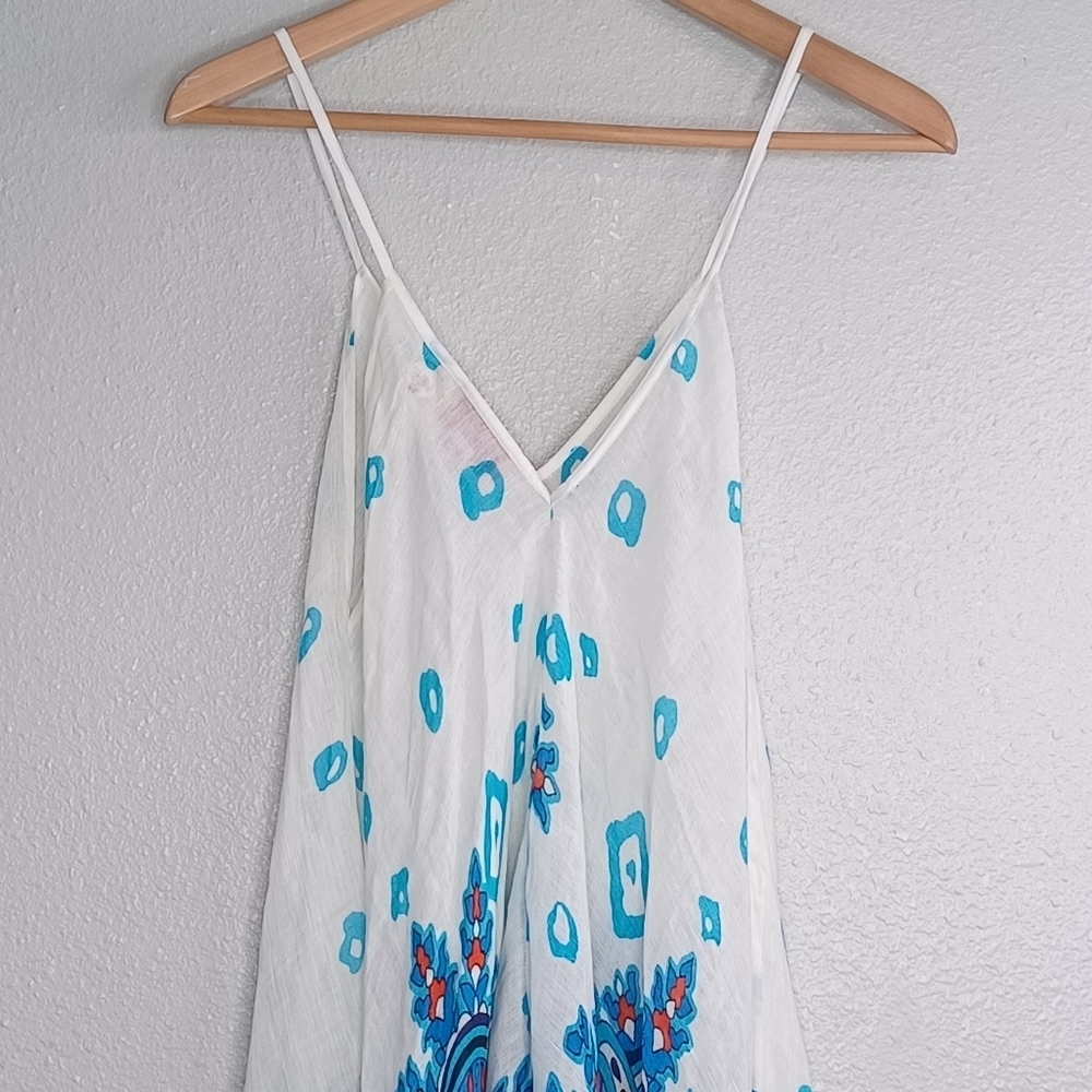 Theodora & Callum One Size Boho Linen Blend Asymmetrical Midi Dress - Picture 7 of 14